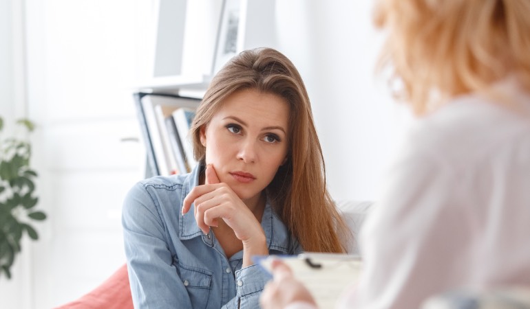 Woman in counseling for anxiety