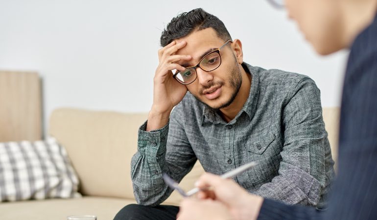 Man receiving mental health treatment