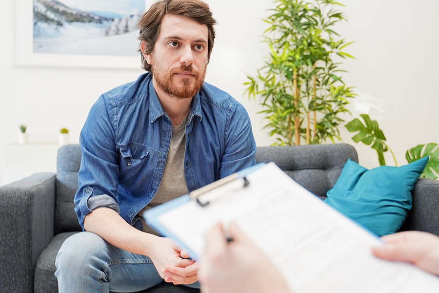 therapy session one on one in an office